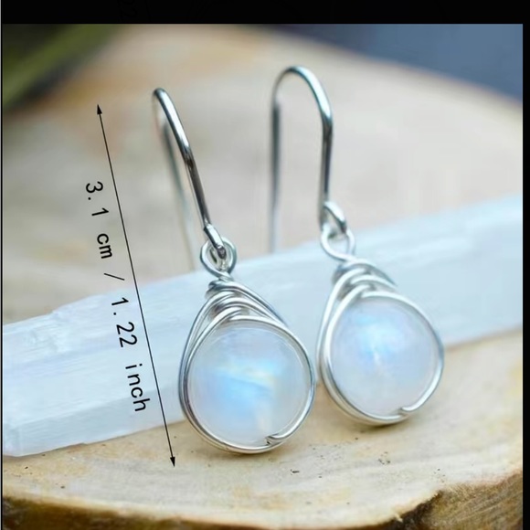 Silver and Iridescent Ball Drop Style Earrings - Picture 3 of 5